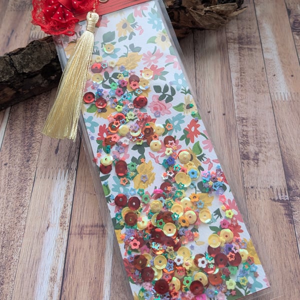 Beautiful handmade shaker bookmark, gift for reader, journal gift