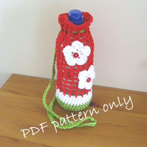 Crochet pattern.  Bottle holder. Drink carrier pattern. Photo tutorial. 