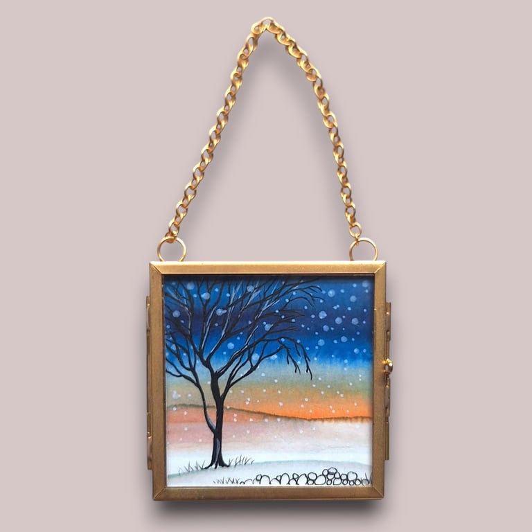 Tiny Hanging Framed Original Painting