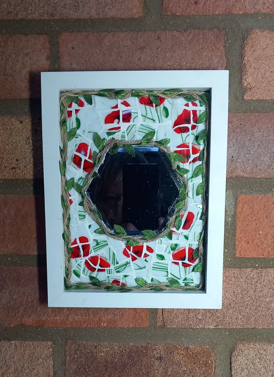 Poppy mosaic with mirror wall decoration.