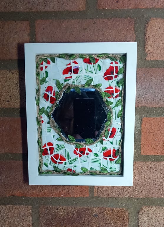 Poppy mosaic with mirror wall decoration.
