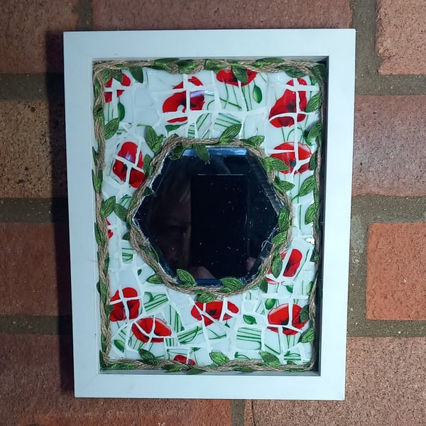 Poppy mosaic with mirror wall decoration.