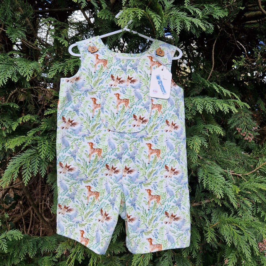 Age: 1yr Rabbit, Deer and Owl Needlecord Rompers