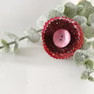 Sparkly Fabric Broach in Red