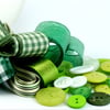 Ribbon and Button Craft Pack in Shades of Green, Assorted Ribbons and Buttons