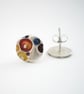 Tiny Round Enamel Silver Post Earrings - Image 1