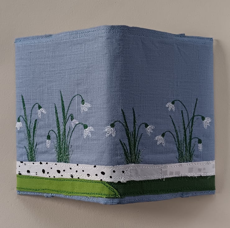 A6 Notebook Cover with Embroidered Snowdrops - Folksy