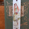 Hedge witch in Autumn ' Hand drawn and painted bookmark with silk ribbon '