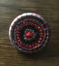 Beaded Dorset Button Brooch, Greys and Red, B16 - Image 3