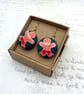 Gingerbread fabric button earrings festive jewellery - Image 9