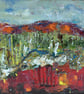 An original mixed media encaustic landscape - framed wax and oil painting - Image 4