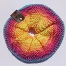 Hand Knitted Rainbow Burst XL Scrunchie - Oversized Colorful Hair Tie