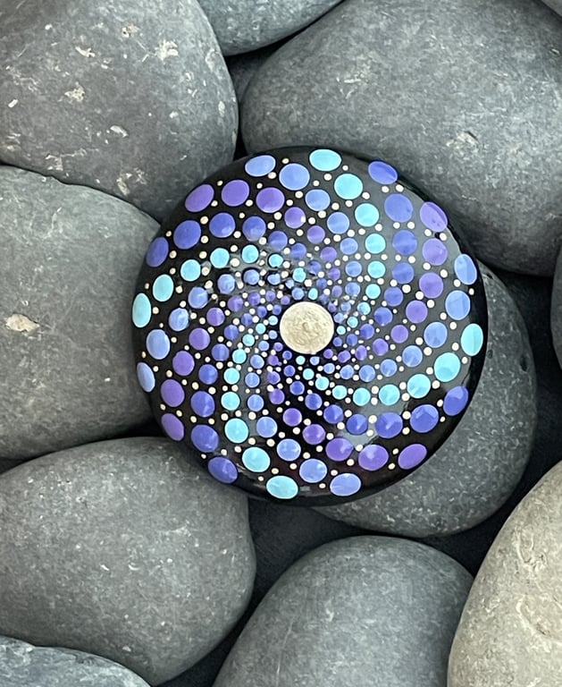 Purple Mandala Painted Rock Art Stone Acrylic Art Painting Hand Painted Unique