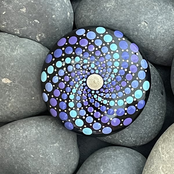 Purple Mandala Painted Rock Art Stone Acrylic Art Painting Hand Painted Unique