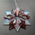 Fused Glass Snowflake Decoration - Amethyst purple