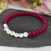 Pink chalcedony "brave" stretch gemstone bracelet, manifest, intention