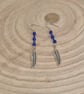 Sterling silver Blue feather charm earrings, small gift for her (EAR-0018)