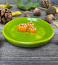 Handmade Ceramic Green Dish with Tiny Pumpkins - Image 2