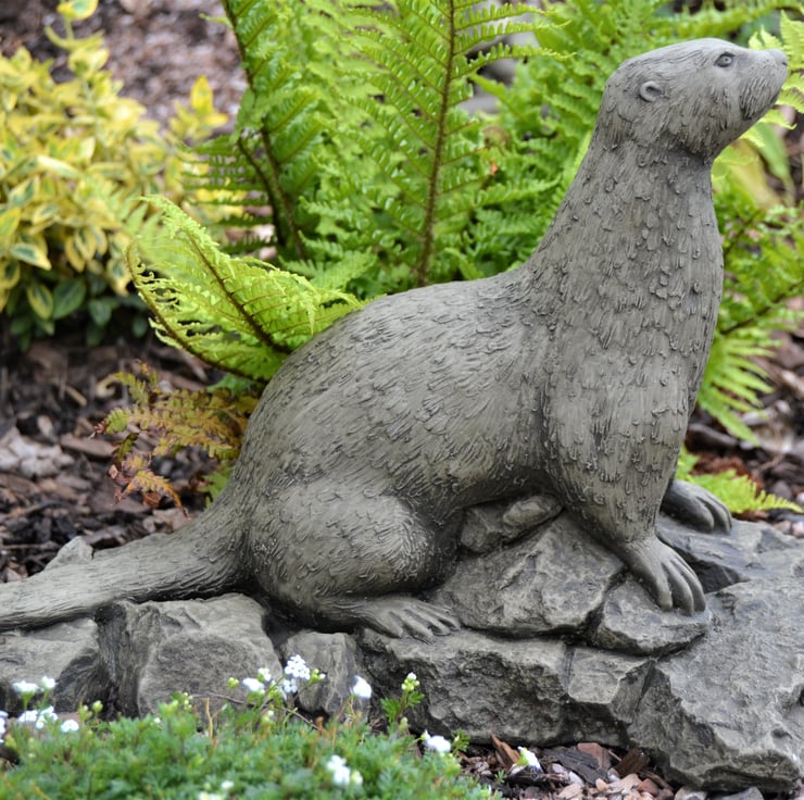 Ollie the Otter Stone Garden Ornament - Folksy