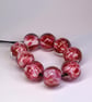 Handmade pink and white patterned lamp work glass beads - Image 8
