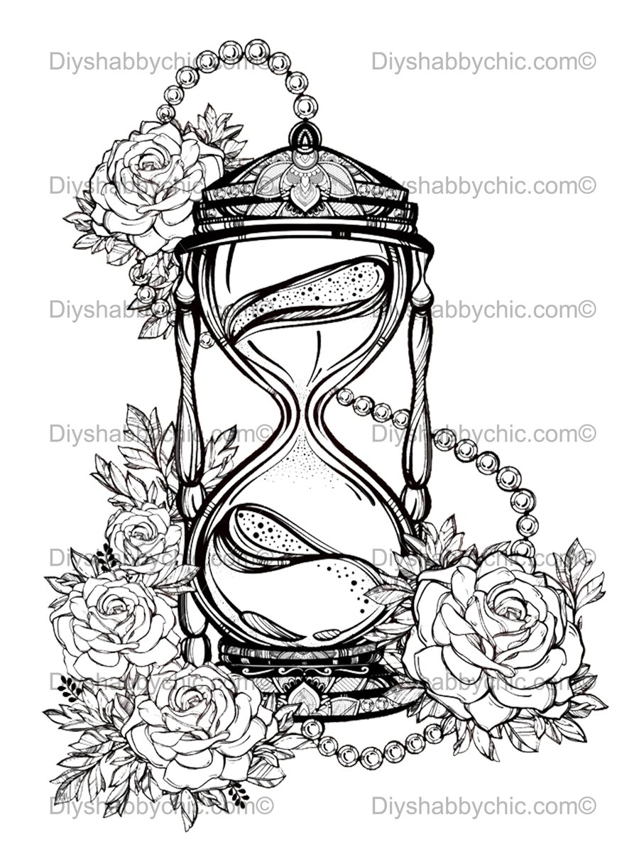 Waterslide Wood Furniture Decal Vintage Image Transfer DIY Shabby Chic Hourglass