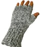 Knitted handmade green and white patterned fingerless gloves - Image 2