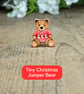 Christmas Teddy Bear Brooch, Handmade Personalised Wooden Festive Jumper Pin - Image 9