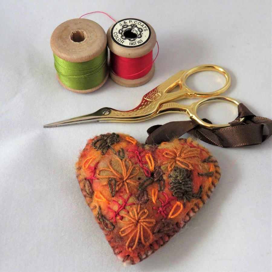 SALE Autumn Leaves embroidered Scissor Keeper