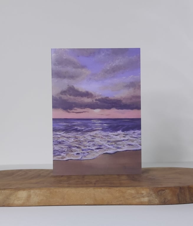 Incoming Tide, Sunrise Seascape Card Printed from an Original Artwork