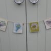 Bird and wild flower screen printed bunting or wall hanging -120cm