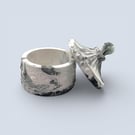 Grey Marble Effect Jewellery Box 8 cm Embossed Lidded Trinket Pot