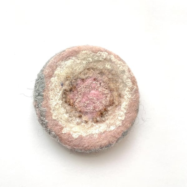 Round Brooch Handmade Jewellery Felt Scarf Pin Handcrafted Jewelry Merino Wool B