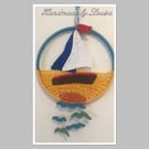 Sailing boat crochet art