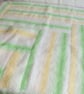 Hand knitted Log Cabin Style Cot Blanket, White Lemon Green, 31 x 28, hm125