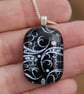 Handmade Silver sweet pea dichroic glass pendant, fused glass necklace SKU F19 - Image 4