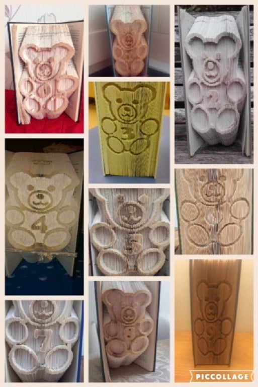 Alphabear Set 0-9 CUT & FOLD or COMBI Book Folding Pattern - EMAILED PDF PATTERN