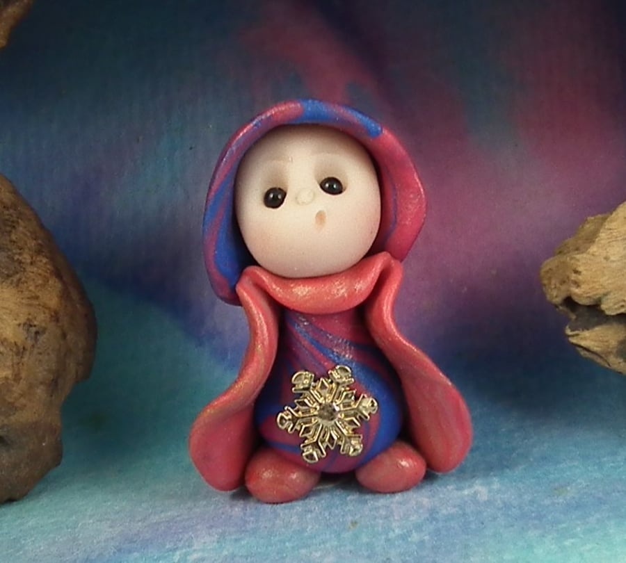 Sale Tiny Garden Gnome 'Sophie' with ornate buckle OOAK Sculpt Ann Galvin