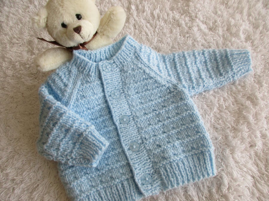 14" Baby Blue Newborn Cardigan