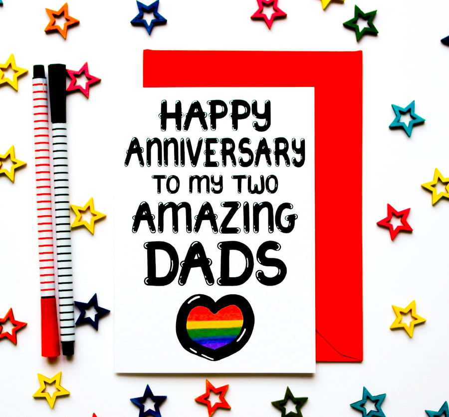 Anniversary Card For Two Dads, Gay Anniversary Card