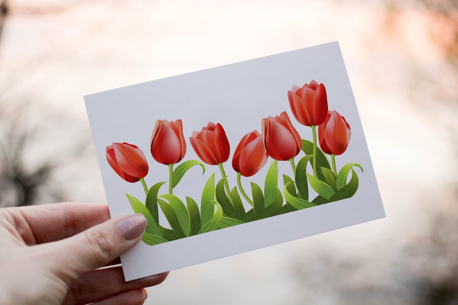 Tulip Flower Birthday Card, Card for Friend, Greeting Card, Flower Birthday Gift