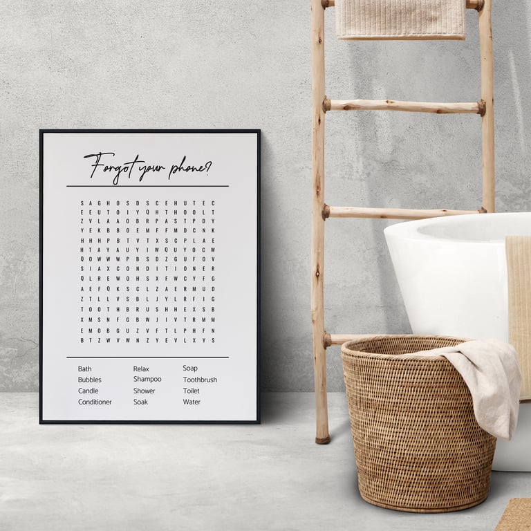 Forgot Your Phone Bathroom Poster, Fun Game, Unique Poster, Toilet Poster