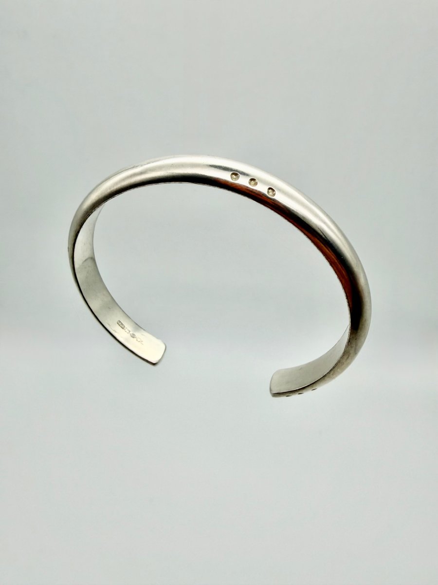 Solid Silver Men's Cuff Bracelet, Handmade, Hallmarked