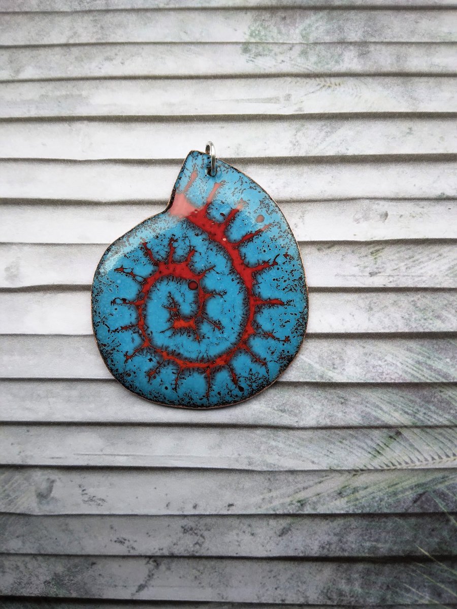 “Ammonite” copper enamelled pendant 171