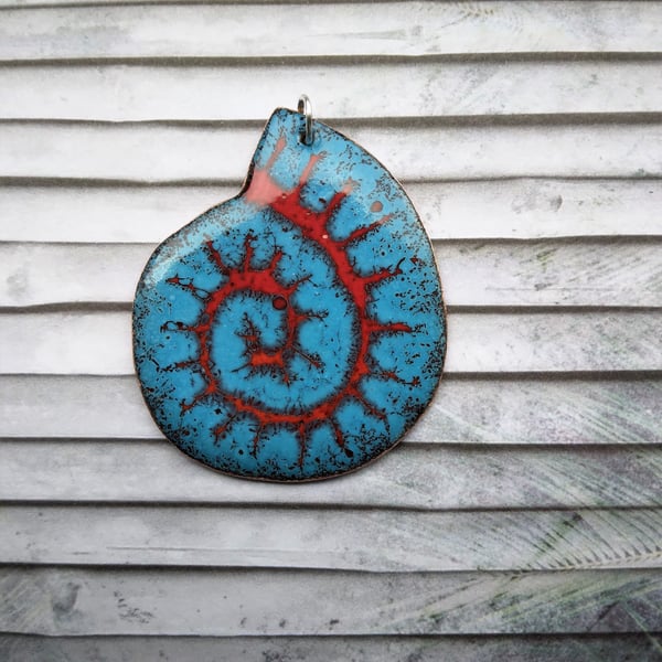 “Ammonite” copper enamelled pendant 171