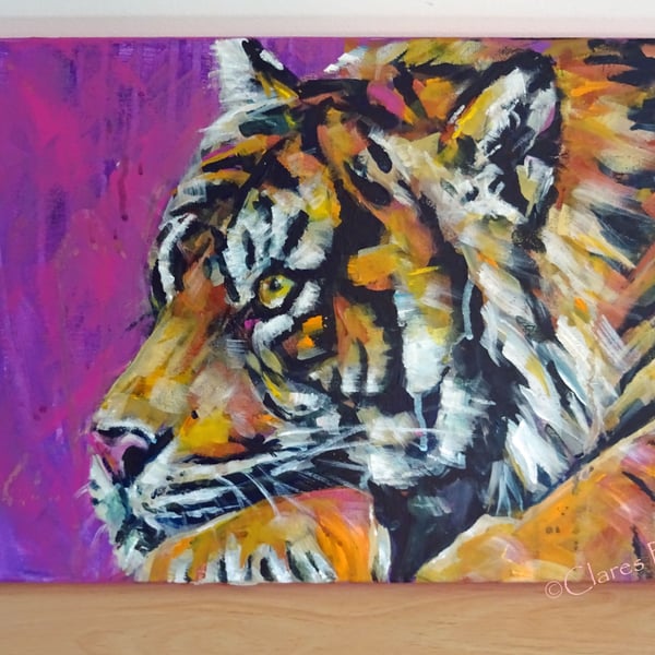 Tiger Painting Art Original Acrylic Animal on Canvas OOAK 