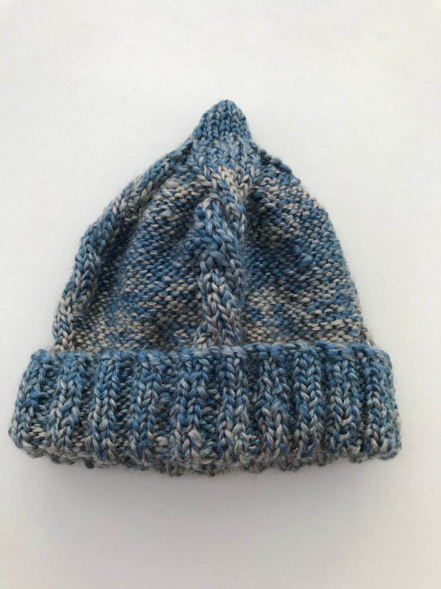 Hand knitted baby cabled hat