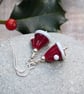 Silver Lampwork Christmas Hat Earrings