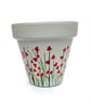 Hand Painted Red Poppies on Cream Terracotta Pot XL - Image 1