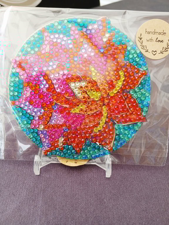 Wooden coasters with individual diamond art diamantes 