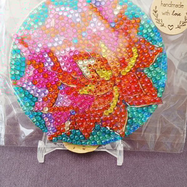 Wooden coasters with individual diamond art diamantes 